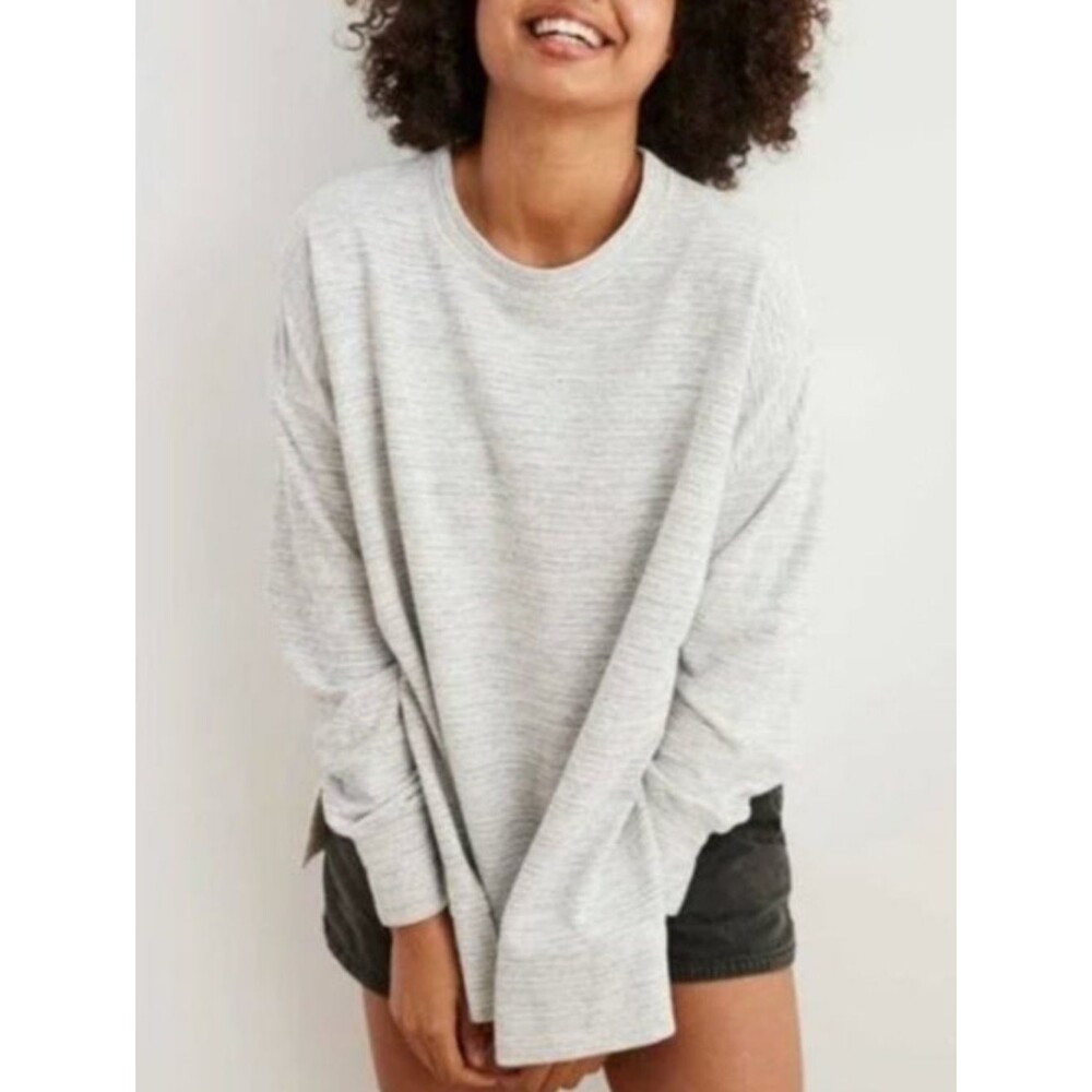 Aerie Summer Desert Sweatshirt NWT Size Small White & Gray